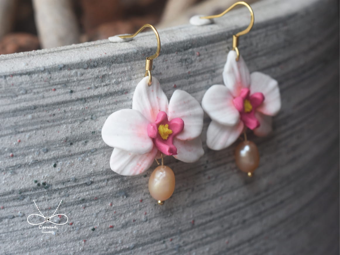 蘭花 | 母親節禮物 手工軟陶土耳環 春天耳環 - 飾品圖片第3張